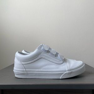 Vans mono leather old skool - velcro true white